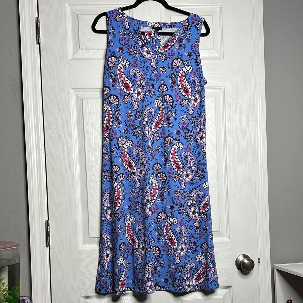 Talbots Blue and Pink Paisley Midi Dress
